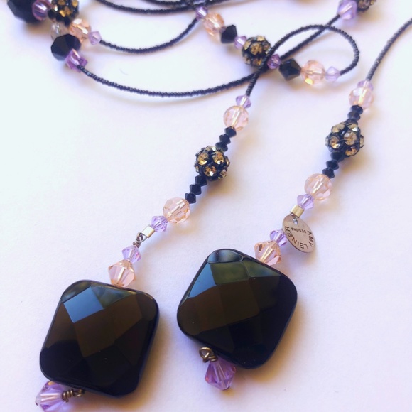 AMY LEINER Long Beaded Lariat Swarovski Crystals - Picture 2 of 7